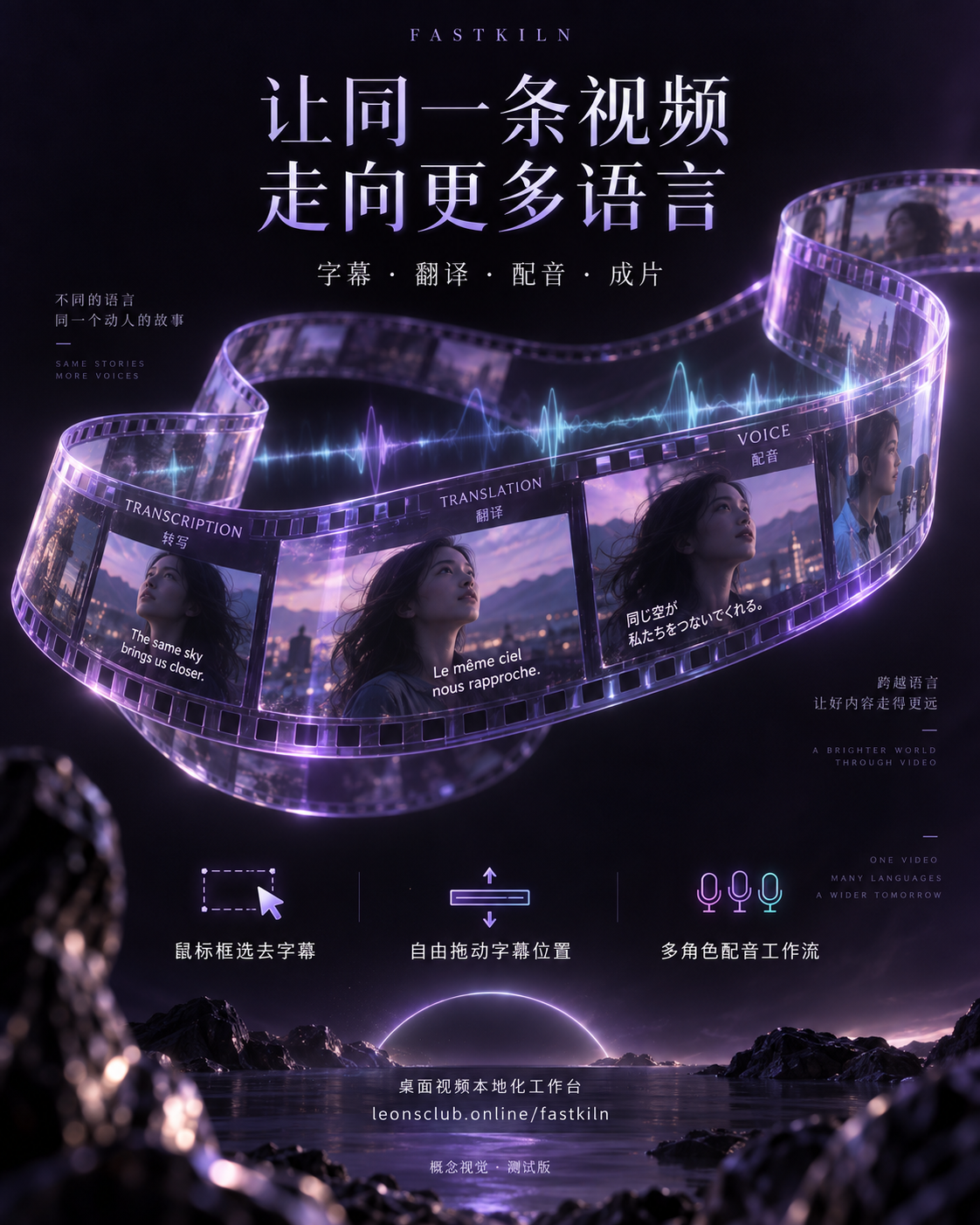 FastKiln 紫色电影带概念宣传海报